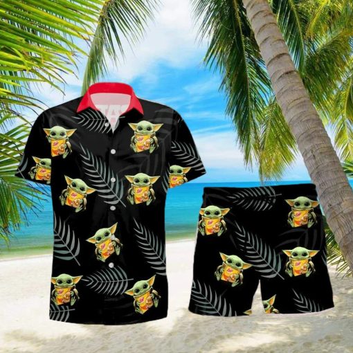 Eggo Baby Yoda Hug Hawaiian Shirt And Shorts Gift Hawaiian  shirt