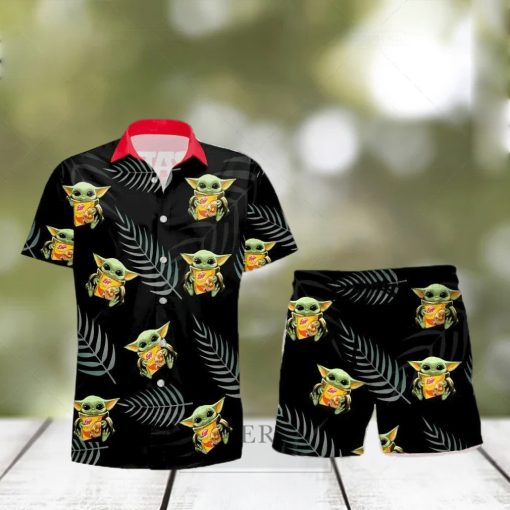 Eggo Baby Yoda Hug Hawaiian Shirt And Shorts Gift Hawaiian  shirt