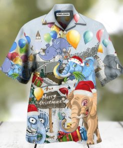 Elephant Funny Having Fun On Christmas Day Awesome Hawaiian Shirt