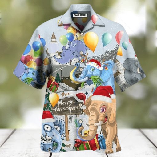 Elephant Funny Having Fun On Christmas Day Awesome Hawaiian Shirt