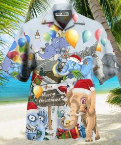 Elephant Funny Having Fun On Christmas Day Awesome Hawaiian Shirt