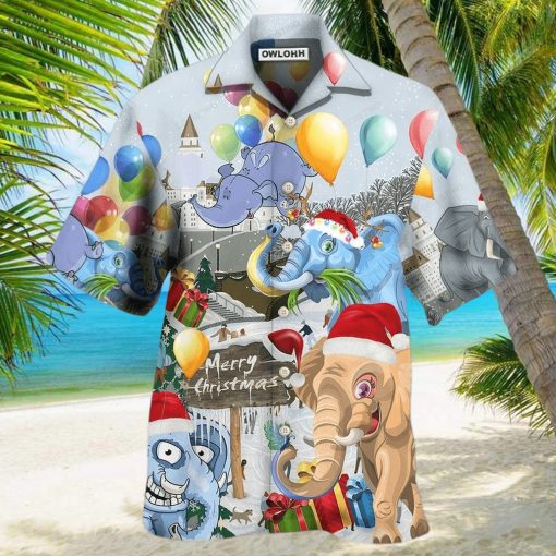 Elephant Funny Having Fun On Christmas Day Awesome Hawaiian Shirt