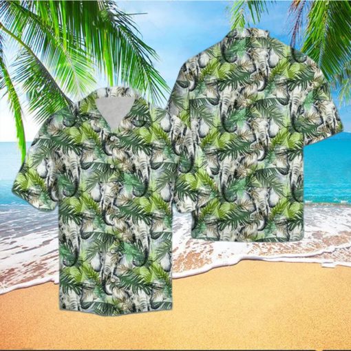 Elephant Tropical Palm Leaves Hawaiian Shirts