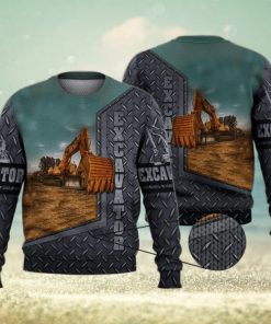 Excavator Cool Grey 3D Full Print Ugly Sweater Christmas Gift Sweater