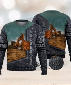 Excavator Cool Grey 3D Full Print Ugly Sweater Christmas Gift Sweater