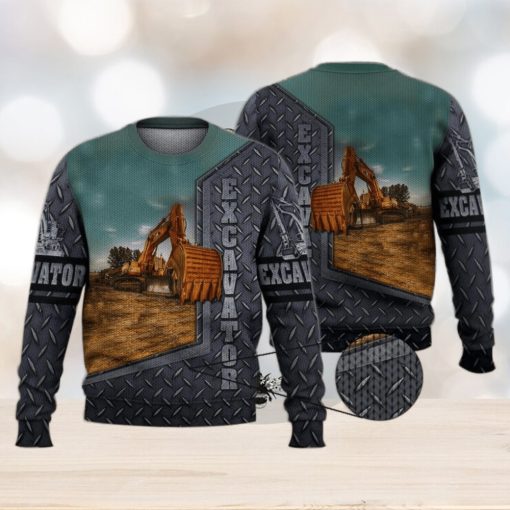 Excavator Cool Grey 3D Full Print Ugly Sweater Christmas Gift Sweater