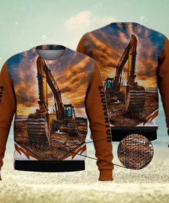 Excavator Orange 3D Full Print Ugly Sweater Christmas Gift Sweater