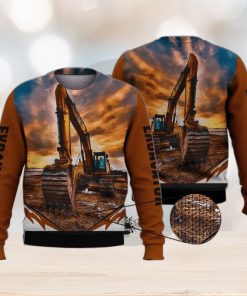 Excavator Orange 3D Full Print Ugly Sweater Christmas Gift Sweater