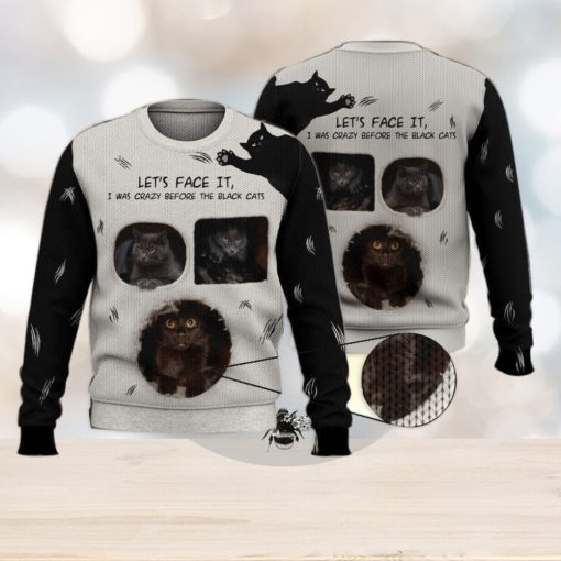 Face It Black Cats Cute Trending Shirts For Cat Lovers 3D Ugly Sweater Christmas Gift Sweater