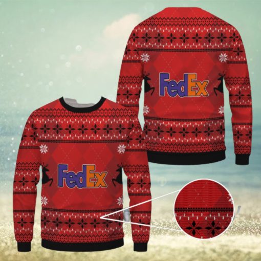 Fedex Red Pattern Merry Christmas Ugly Sweater