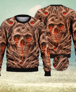 Fire Skull Full Print For Skull Lovers 3D Ugly Sweater Christmas Gift Sweater