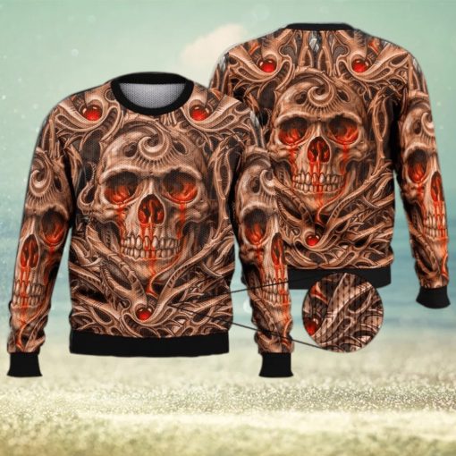 Fire Skull Full Print For Skull Lovers 3D Ugly Sweater Christmas Gift Sweater