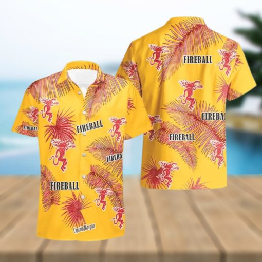 Fireball Cinnamon Whisky Palm Leaves Tropical Hawaiian Shirt And Shorts Unique Summer Gift