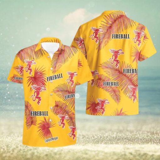 Fireball Cinnamon Whisky Palm Leaves Tropical Hawaiian Shirt And Shorts Unique Summer Gift