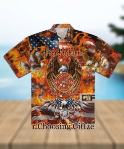 Firefighter Eagle American Hawaiian Shirt