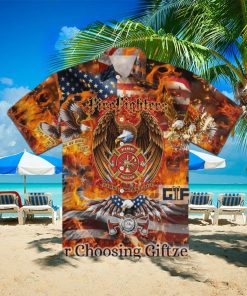 Firefighter Eagle American Hawaiian Shirt