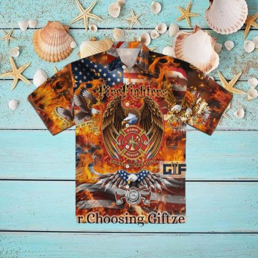 Firefighter Eagle American Hawaiian Shirt