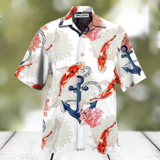 Fish Koi Fish Anchor Coral Hawaiian Shirt