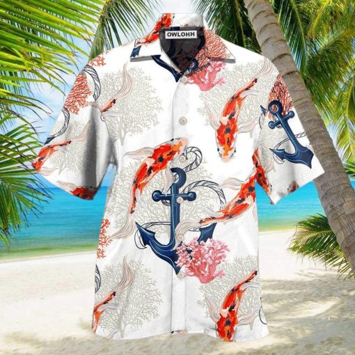 Fish Koi Fish Anchor Coral Hawaiian Shirt