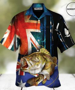 Fishing I Love Fishing Australia Flag Vintage Hawaiian Shirt