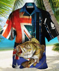 Fishing I Love Fishing Australia Flag Vintage Hawaiian Shirt