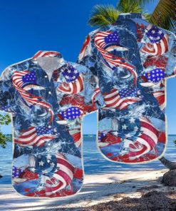 Fishing Shirts For Men Fishing American Flag Hawaiian Shirt