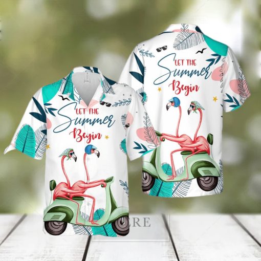 Flamingo Couple Bike Tropical Hawaiian Shirt Summer Gift For Men And Women