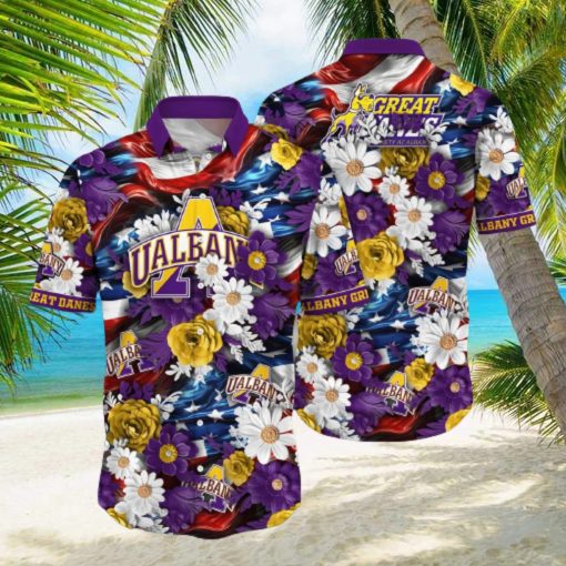 Floral Aloha NCAA Albany Great Danes Hawaiian Shirt Independence Day Gift For Beach Lovers hawaiian shirt