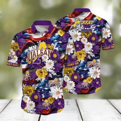 Floral Aloha NCAA Albany Great Danes Hawaiian Shirt Independence Day Gift For Beach Lovers hawaiian shirt