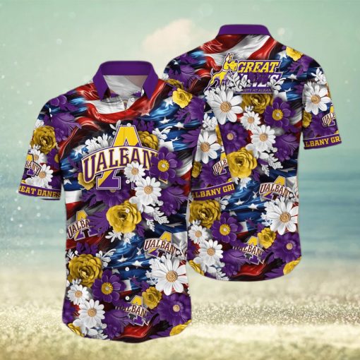 Floral Aloha NCAA Albany Great Danes Hawaiian Shirt Independence Day Gift For Beach Lovers