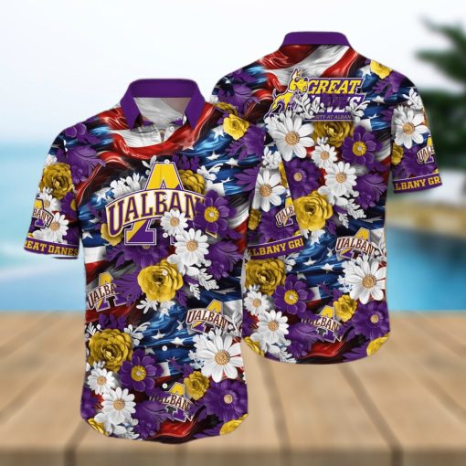 Floral Aloha NCAA Albany Great Danes Hawaiian Shirt Independence Day Gift For Beach Lovers