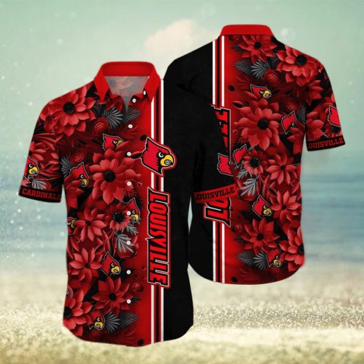 Floral Aloha NCAA Louisville Cardinals Hawaiian Shirt Summer Vacation Gift