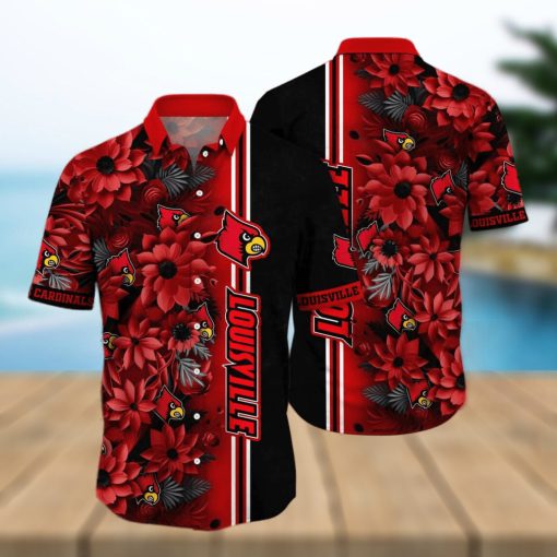 Floral Aloha NCAA Louisville Cardinals Hawaiian Shirt Summer Vacation Gift