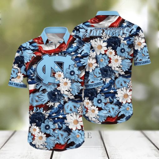 Floral Aloha NCAA North Carolina Tar Heels Hawaiian Shirt Independence Day