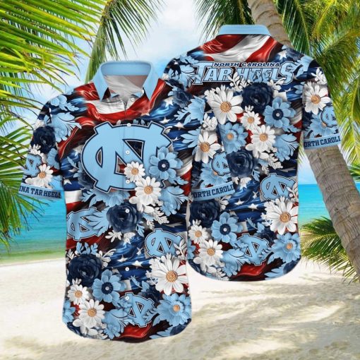 Floral Aloha NCAA North Carolina Tar Heels Hawaiian Shirt Independence Day