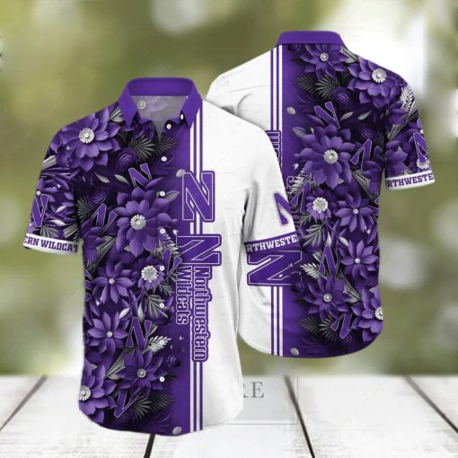 Floral Aloha NCAA Northwestern Wildcats Hawaiian Shirt Beach Gift For Him