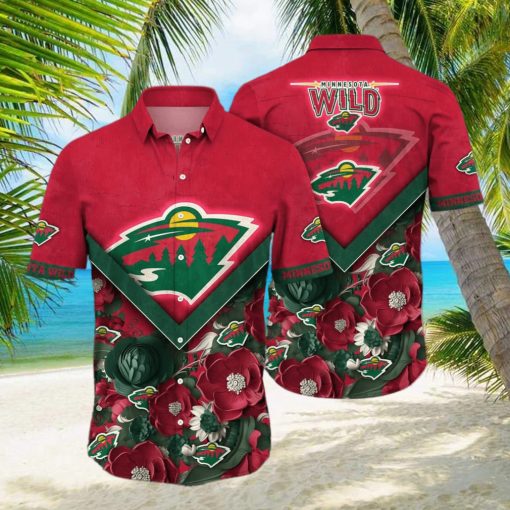 Floral Aloha NHL Minnesota Wild Hawaiian Shirt Gift For Beach Lovers hawaiian shirt