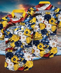 Floral Aloha NHL Nashville Predators Hawaiian Shirt Beach Gift For Friend