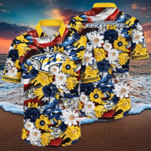 Floral Aloha NHL Nashville Predators Hawaiian Shirt Beach Gift For Friend