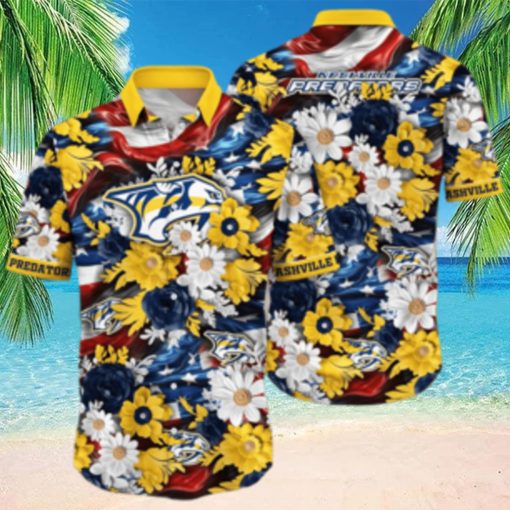 Floral Aloha NHL Nashville Predators Hawaiian Shirt Beach Gift For Friend