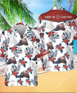 Floral Helmet Firefighter Shirt Independence Day Fireman Gift Fire Dept hawaiian shirt