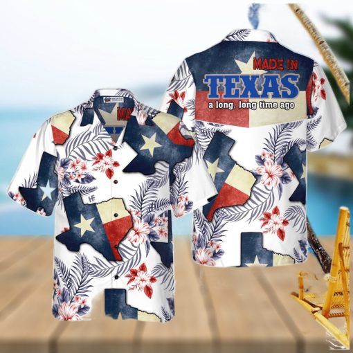 Floral Texas Hawaiian Shirt For Men  Made In A Long Time Ago Texas State Shirt