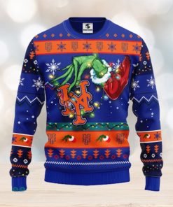 For MLB Fans New York Mets Grinch Hand Funny Christmas Gift Men And Women Ugly Christmas Sweater