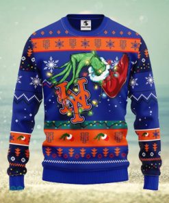 For MLB Fans New York Mets Grinch Hand Funny Christmas Gift Men And Women Ugly Christmas Sweater