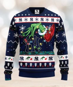 For MLB Fans New York Yankees Grinch Hand Funny Christmas Gift Men And Women Ugly Christmas Sweater