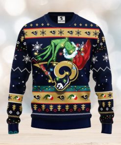 For NFL Fans Los Angeles Rams Grinch Hand Funny Christmas Gift Men And Women Ugly Christmas Sweater