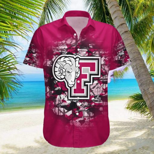 Fordham Rams Hawaiian Shirt Camouflage NCAA Summer Custom Number And Name For Fans Gift hawaiian shirt