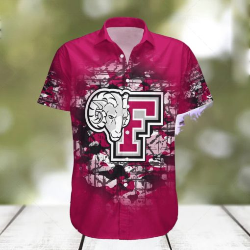 Fordham Rams Hawaiian Shirt Camouflage NCAA Summer Custom Number And Name For Fans Gift hawaiian shirt