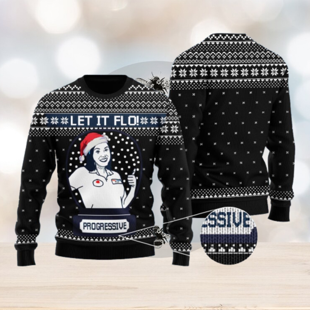 Funny Let It Flo From Progressive Christmas Sweater Black Gift For Men And Women Funny Let It Flo From Progressive Christmas Sweater Black Gift For Men And Women