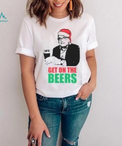Funny Meme Humorous Dan Andrews Get On The Beers Christmas Santa shirt